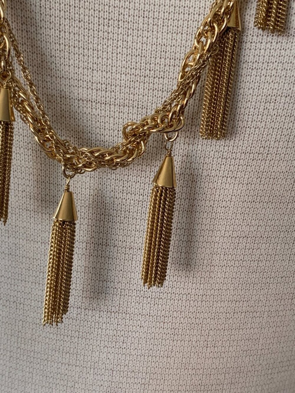 Ann Taylor Haute Tassels Gold Tone Necklace – 29" Long – Original Pouch Included - Picture 5 of 10